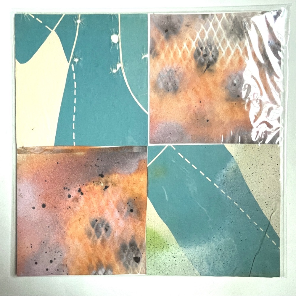 ‘Seduction’ Marksman Series: Vibrant Blue and Orange Mixed Media Fine Art Piece.